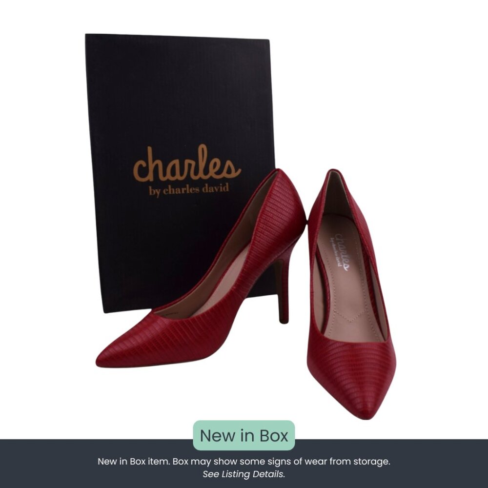 Charles by Charles David Red Lizard Print Pointed Toe Stiletto | Size 7 | New